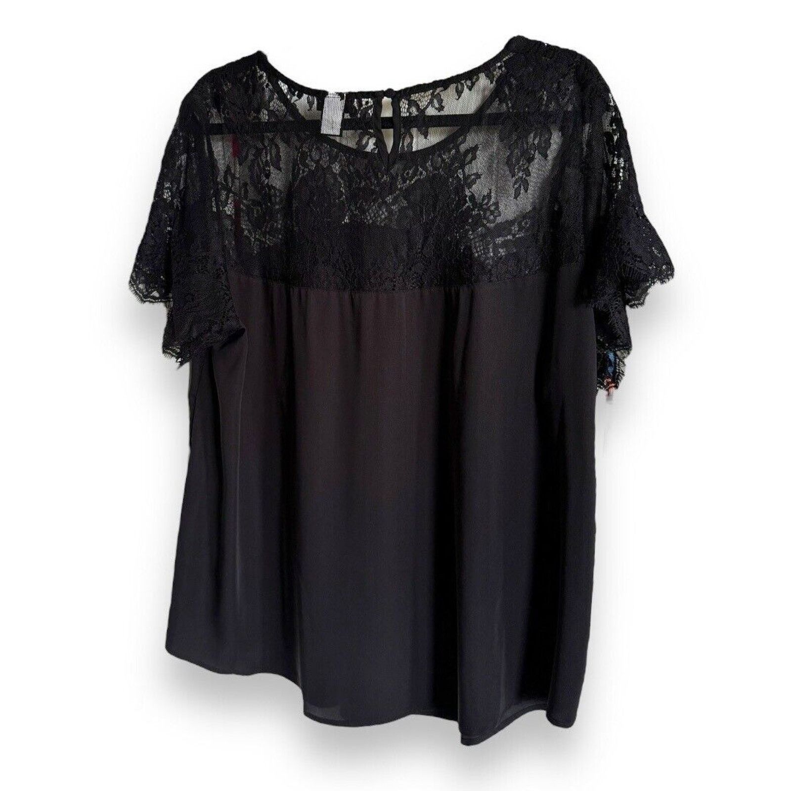 Other Torrid Womens Blouse Sz 2 Black Satin Lace Inset Top Size XXL / US 16-18 / IT 52-54 - 5 Thumbnail