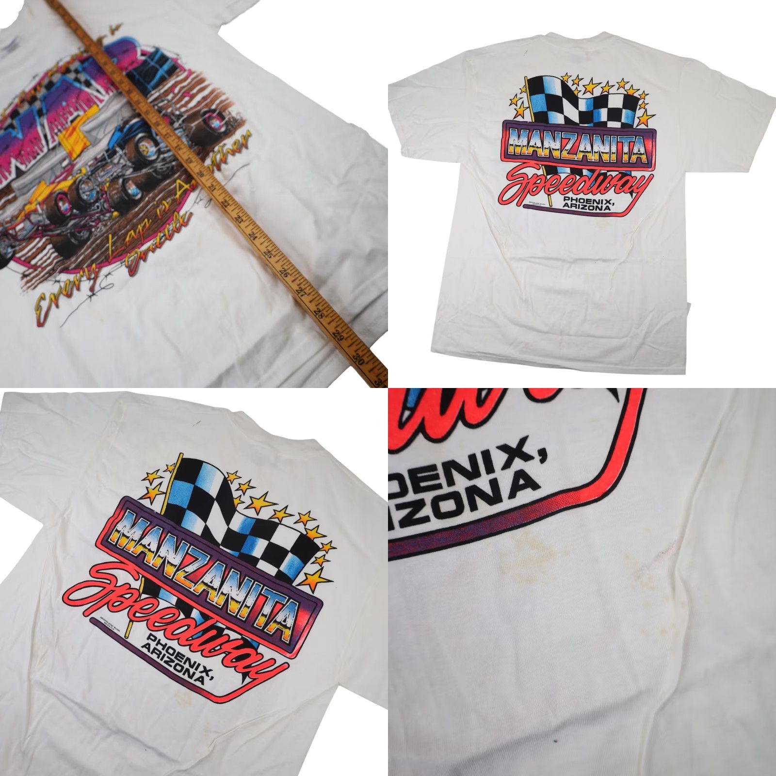 Vintage VINTAGE Manzanita Speedway Sprint Car Racing War Graphic T Shirt White L Men Size US L / EU 52-54 / 3 - 8 Thumbnail