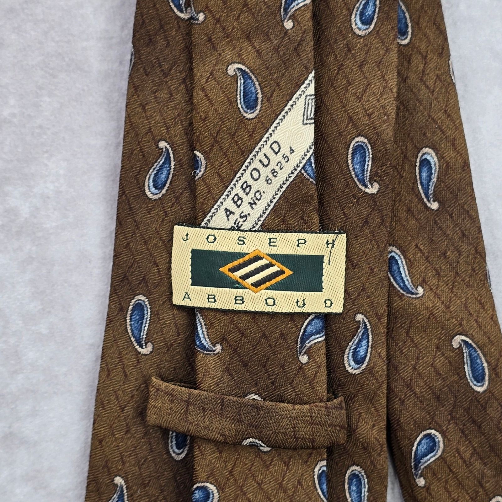 Joseph Abboud Joseph Abboud Brown Blue Floral Paisley Silk Italy Neck Tie Size 30 - 4 Thumbnail