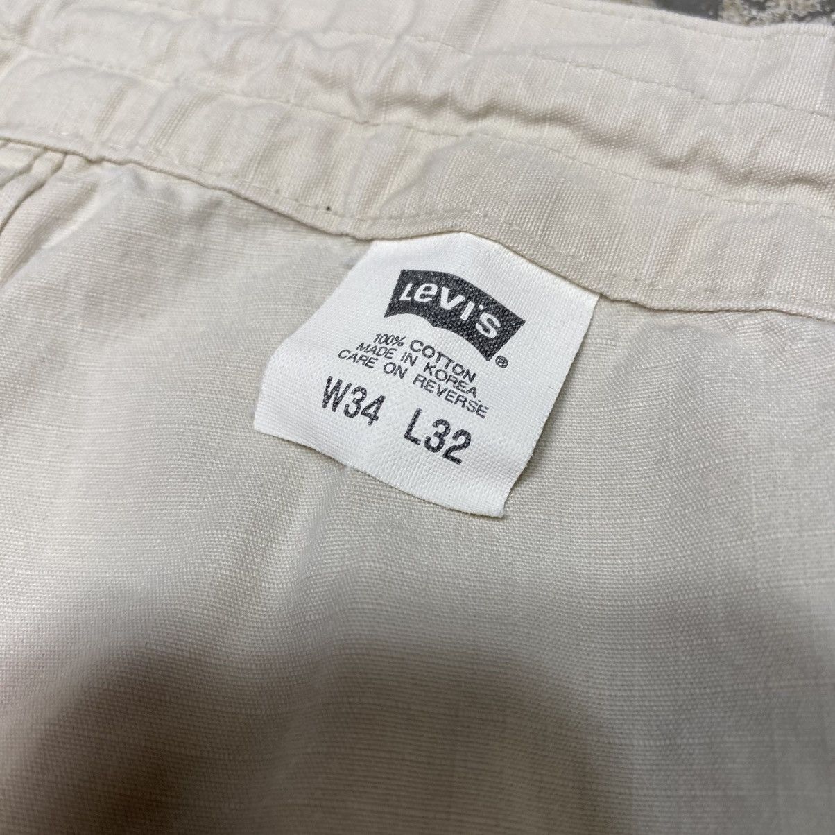 JNCO × Levi's × Vintage Vintage Levi’s SilverTab Cargo Tan Baggy Parachute Pants 90s Size US 35 - 10 Thumbnail