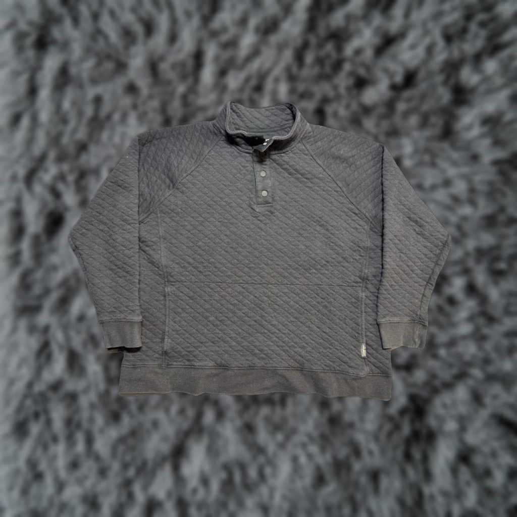Eddie Bauer Eddie Bauer Mens XL Dark Gray Long Sleeve Quilted Snap Button Jacket Sweater Pullover Size US XL / EU 56 / 4 - 1 Thumbnail
