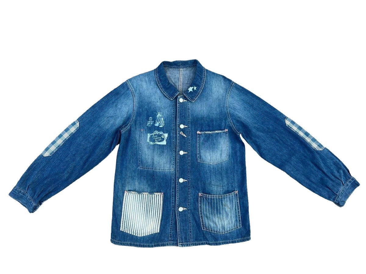 image of Porter Classic Light Denim Multiple Pocket Chore Jacket in Blue, Men's (Size Small)