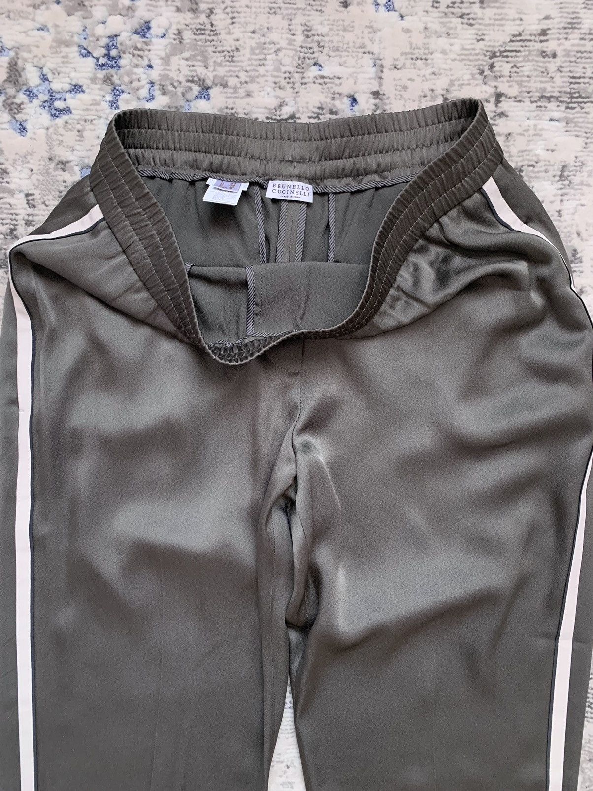 Brunello Cucinelli Brunello Cucinelli Track Stripe Pull-On Silk Pant Size 30" / US 8 / IT 44 - 8 Thumbnail