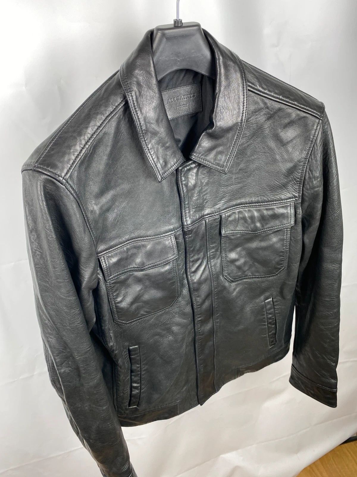 Allsaints Forum Jacket Genuine Leather Collared size M