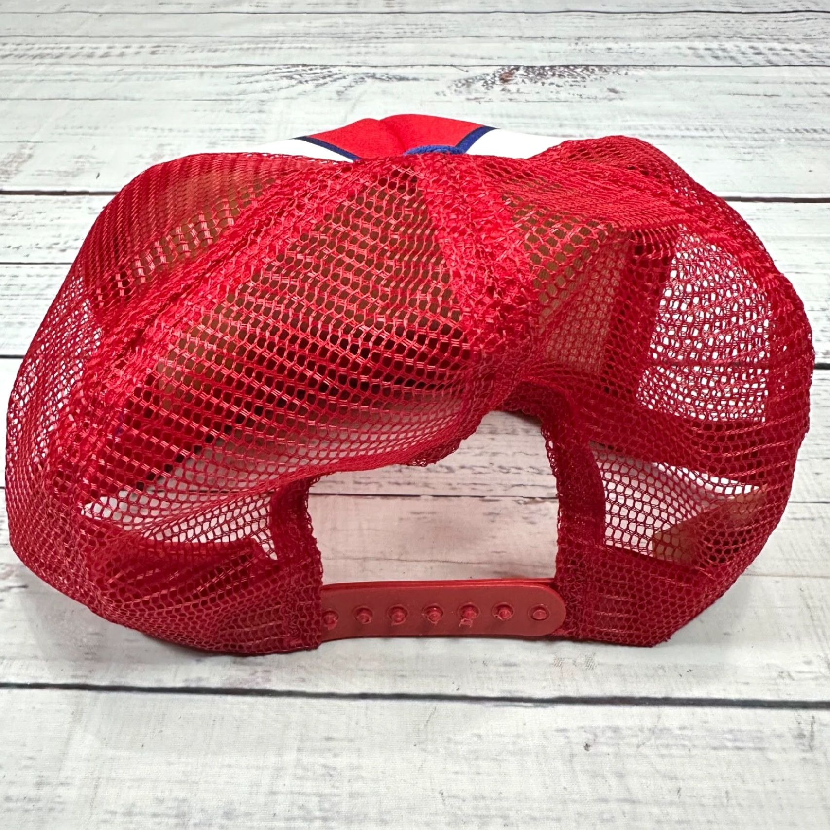 Commission Vtg NCOA Trucker Hat OS Red White Blue Snapback Men One Size Red Trucker Hat NCOA Association Hat Size ONE SIZE - 5 Thumbnail