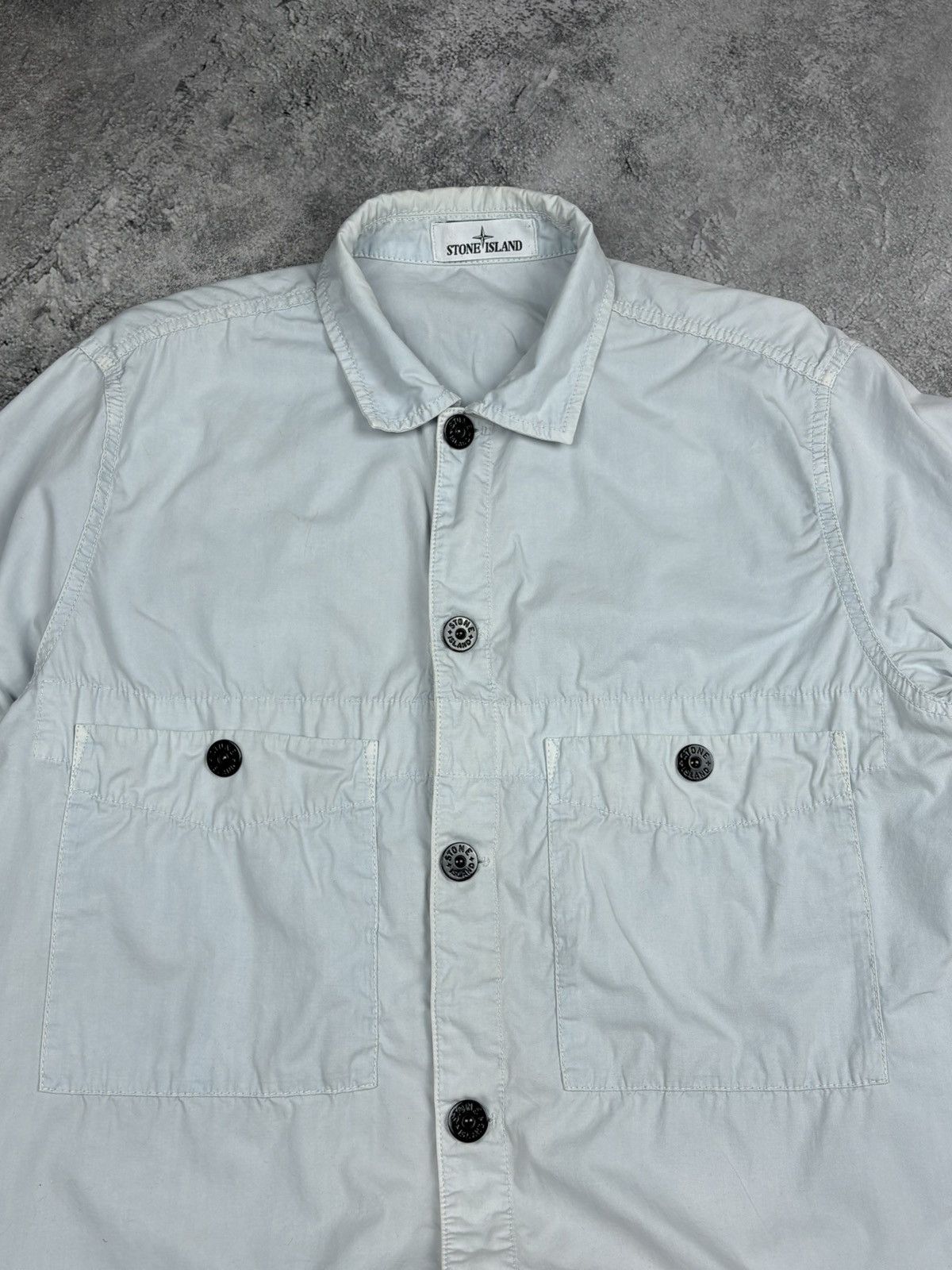 Stone Island Stone Island 2021 Pale Blue Cotton Overshirt - M Size US M / EU 48-50 / 2 - 2 Thumbnail