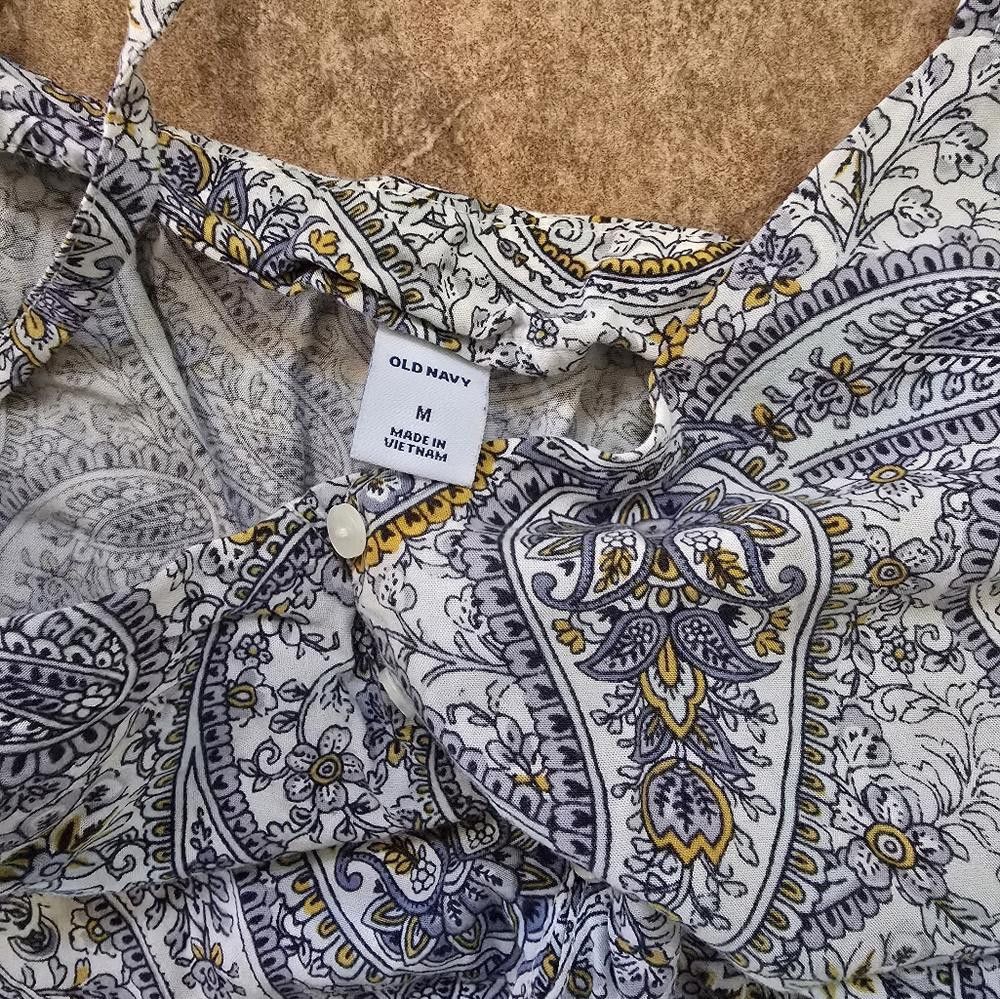 Old Navy Multicolored Paisley ON Cropped Blouse Size M / US 6-8 / IT 42-44 - 3 Thumbnail