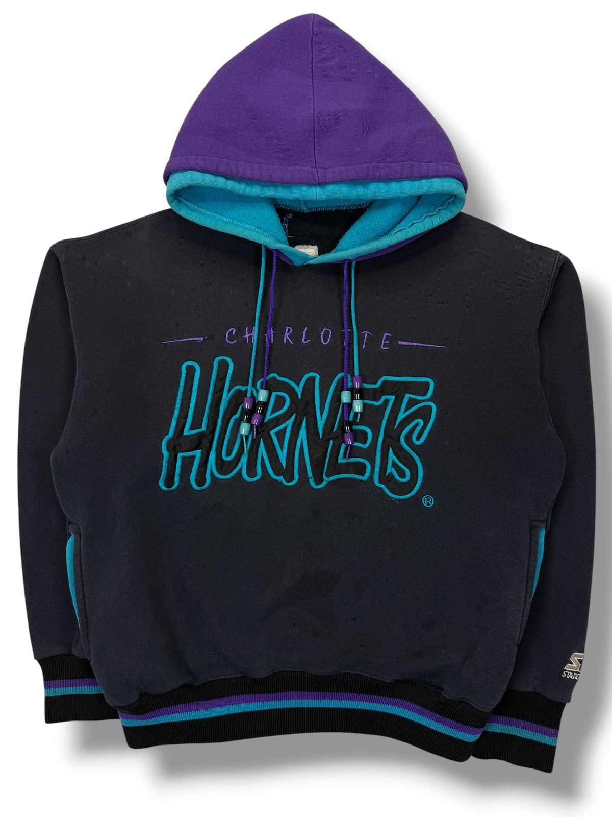 Starter Vintage 90’s Charlotte Hornets Starter Double Hood Sweater Size US S / EU 44-46 / 1 - 2 Thumbnail