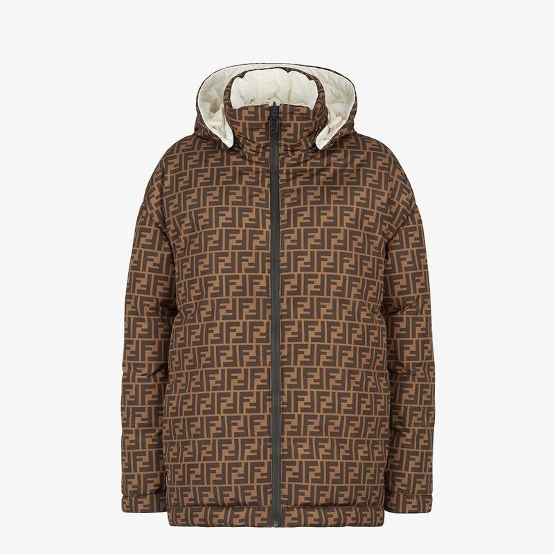 Fendi o1s1wg111225 FAN124 Ski Jacket in Brown/White Size S / US 4 / IT 40 - 1 Thumbnail