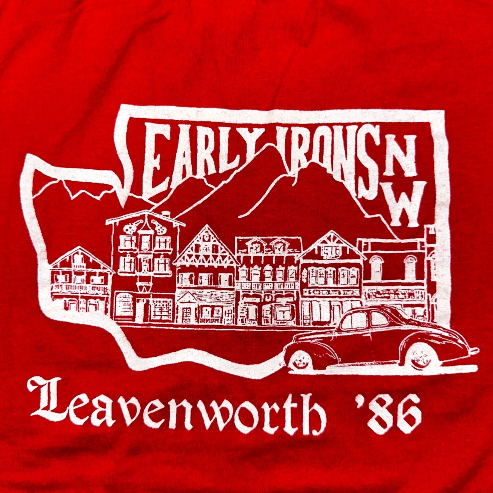 Jerzees VINTAGE Jerzees T-Shirt Men Red 80s 70s 90s Graphic PDX Oregon Early Irons Leavenworth NW VTG Car Size US L / EU 52-54 / 3 - 2 Thumbnail