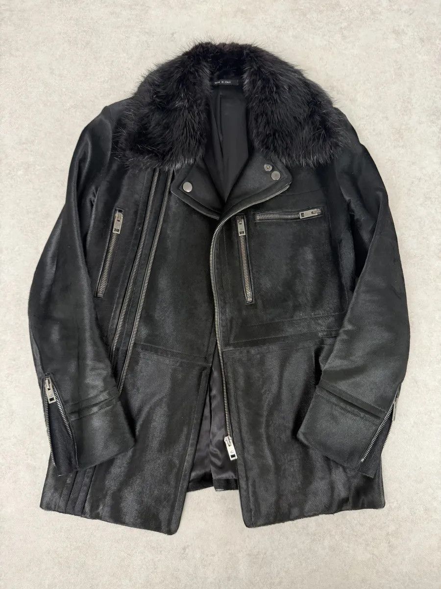 Gucci 2000s Gucci Black Pony Fur Leather Multi Zips Long Jacket by Tom Ford Size US M / EU 48-50 / 2 - 6 Thumbnail
