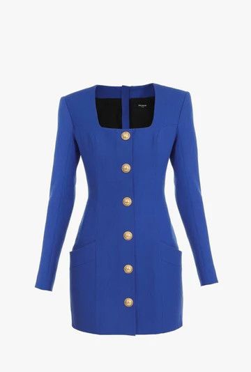 Balmain o1y0525 Mini Dress in Bright Blue Size XS / US 0-2 / IT 36-38 - 1 Thumbnail