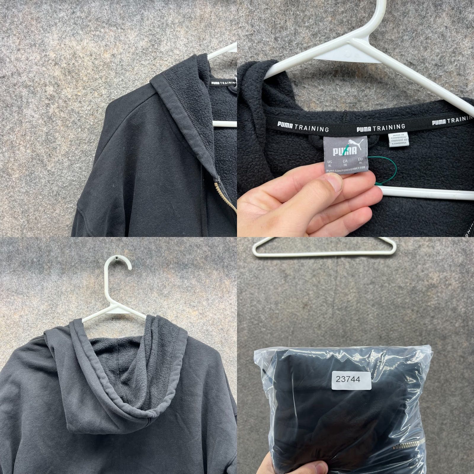 Puma VINTAGE PUMA Sweater Women XL Black Gold Hoodie Full Zip Jacket Logo Training XL Size XL / US 12-14 / IT 48-50 - 8 Thumbnail