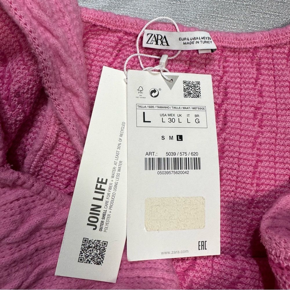 Zara NWT New Zara Cable Knit Embroidered Floral Pink Dress Size Size L / US 10 / IT 46 - 8 Thumbnail