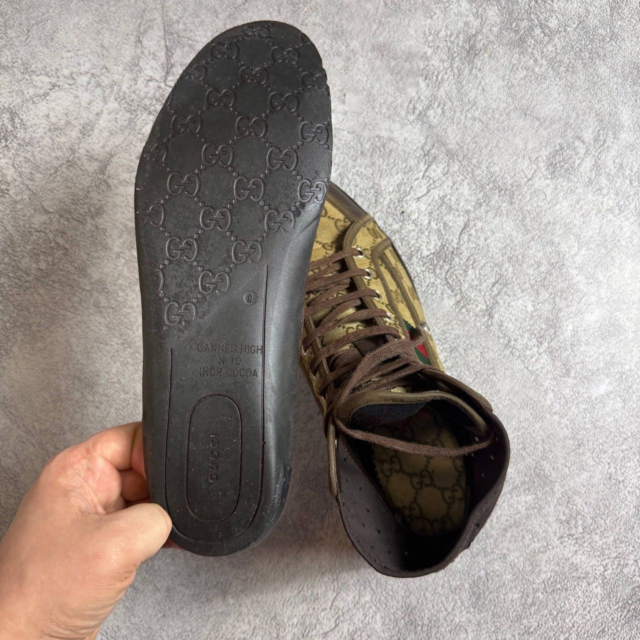 Gucci GG California Monogram Leather Striped High Top