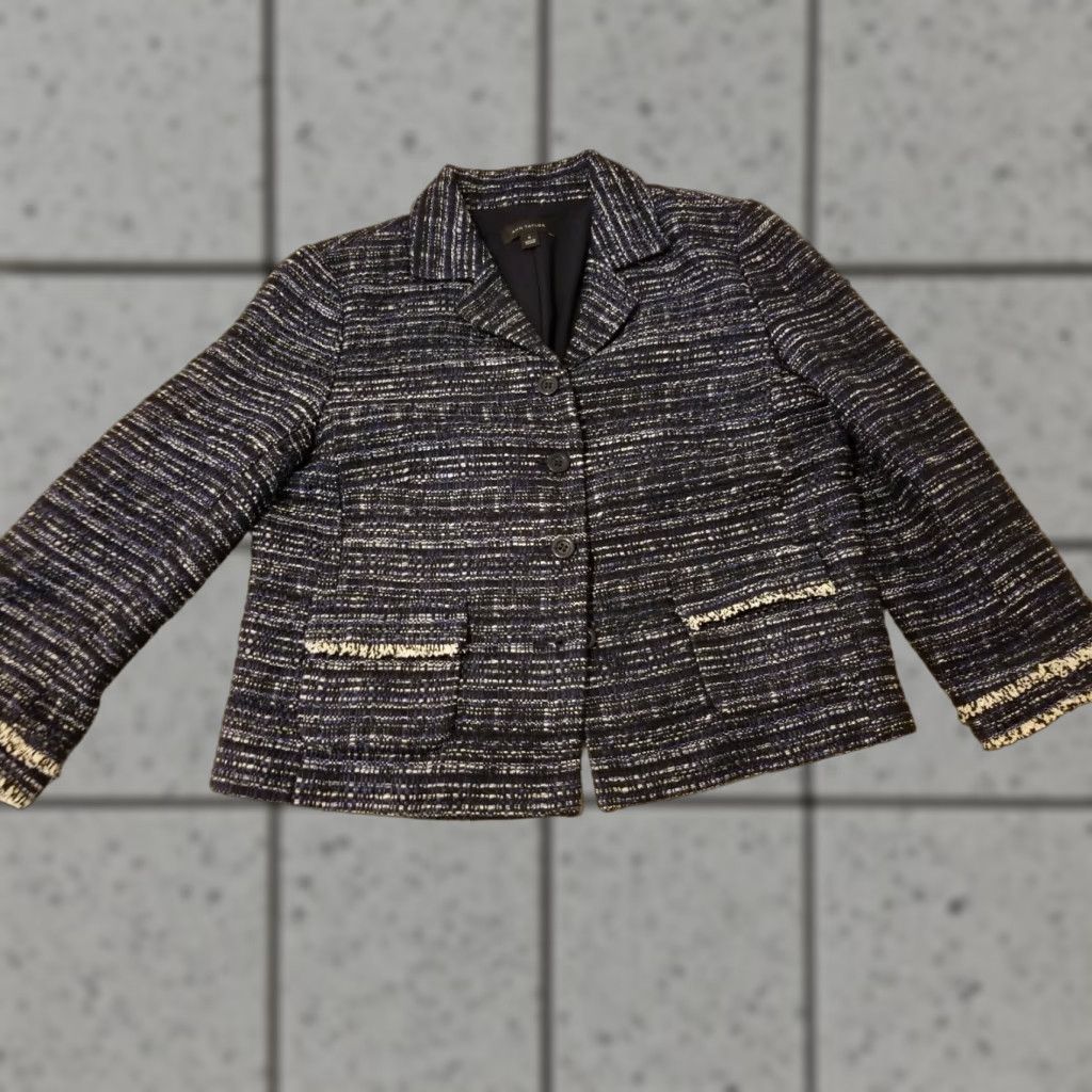 Ann Taylor Womens Ann Taylor Jacket 10 Navy Blue Size L / US 10 / IT 46 - 1 Thumbnail