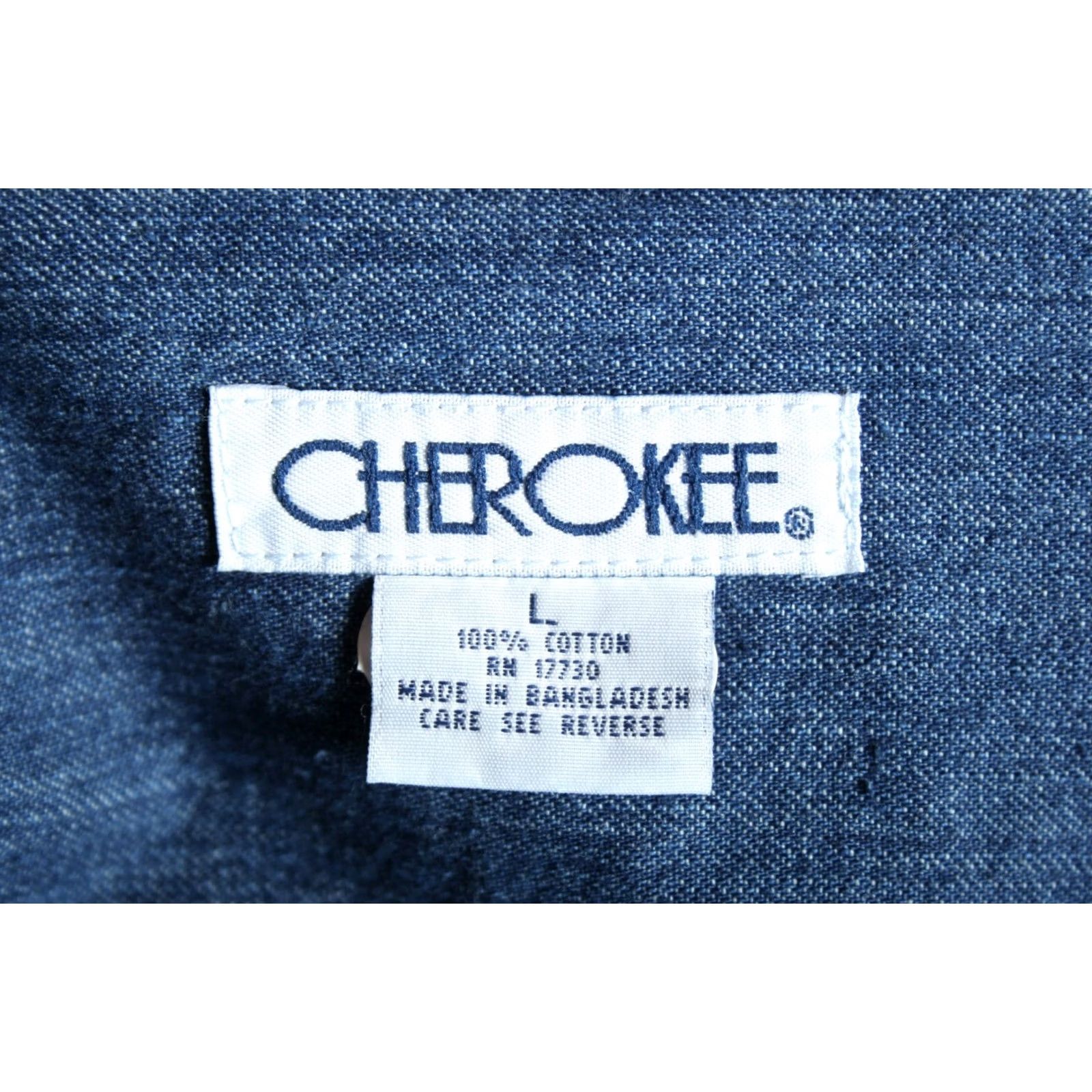 Cherokee VINTAGE Cherokee Denim Shirt, Button-Up, Blue, L, Short Sleeve, 90s, Men, Stone Wash, Cotton, Regular Size US L / EU 52-54 / 3 - 5 Thumbnail