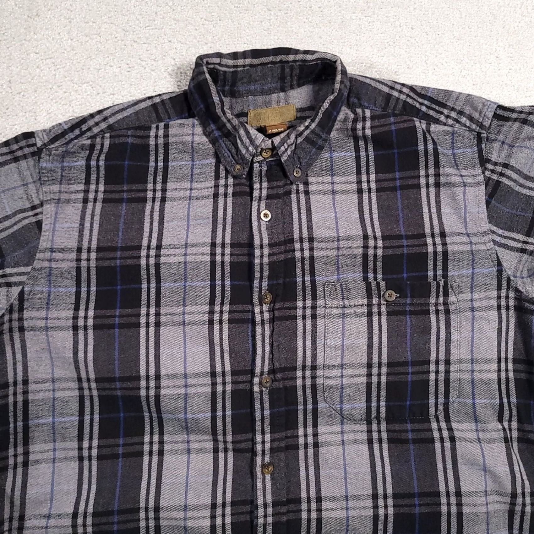 Faded Glory Faded Glory Shirt Adult Large Gray Black Plaid Flannel Long Sleeve Casual Mens Size US L / EU 52-54 / 3 - 3 Thumbnail
