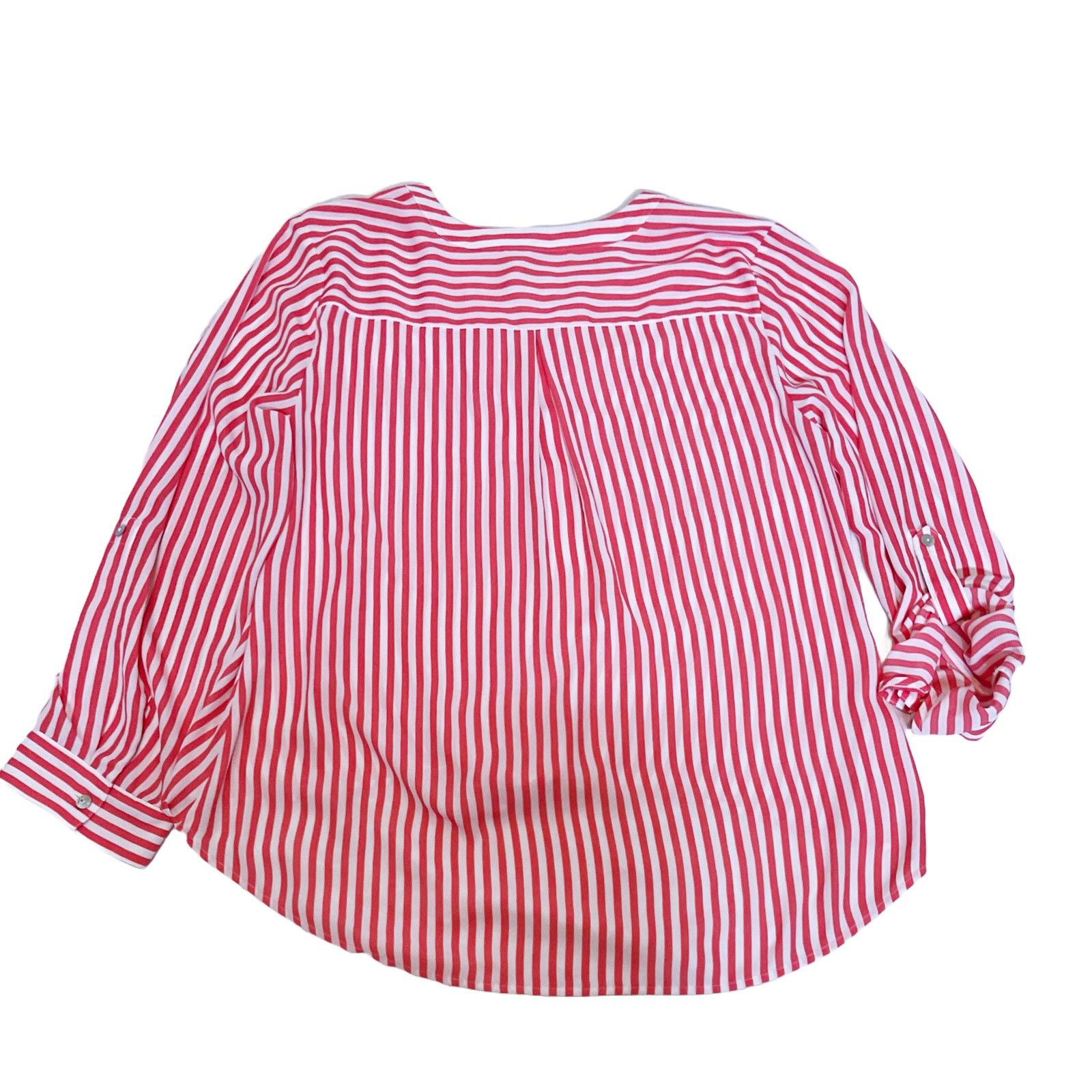 Chicos Chicos Blouse Womens Size 2 Large Coral White Stripe Size L / US 10 / IT 46 - 9 Thumbnail