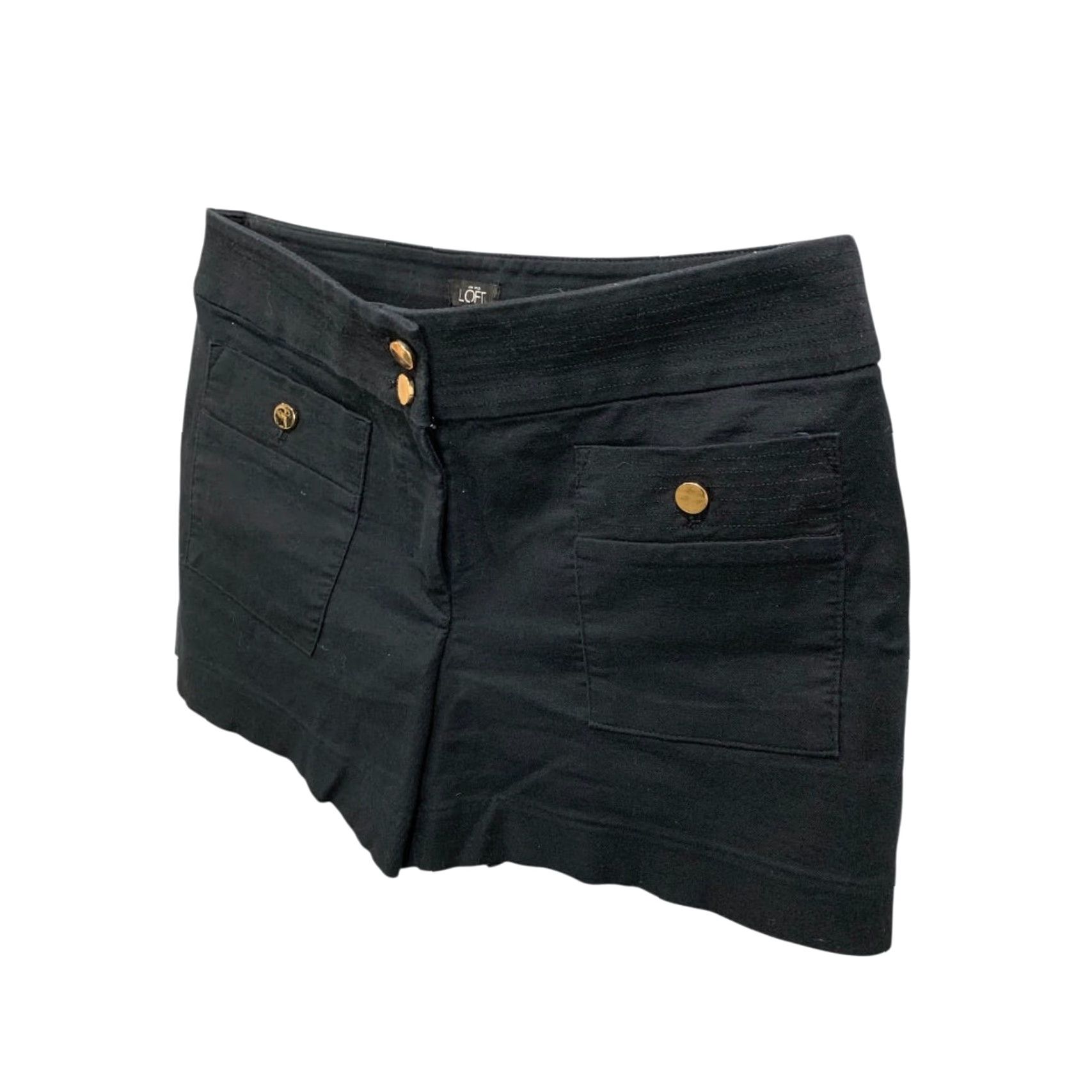 Loft Loft Shorts Womens Size 2 Black Goldtone Button Pockets Size 26" / US 2 / IT 38 - 3 Thumbnail