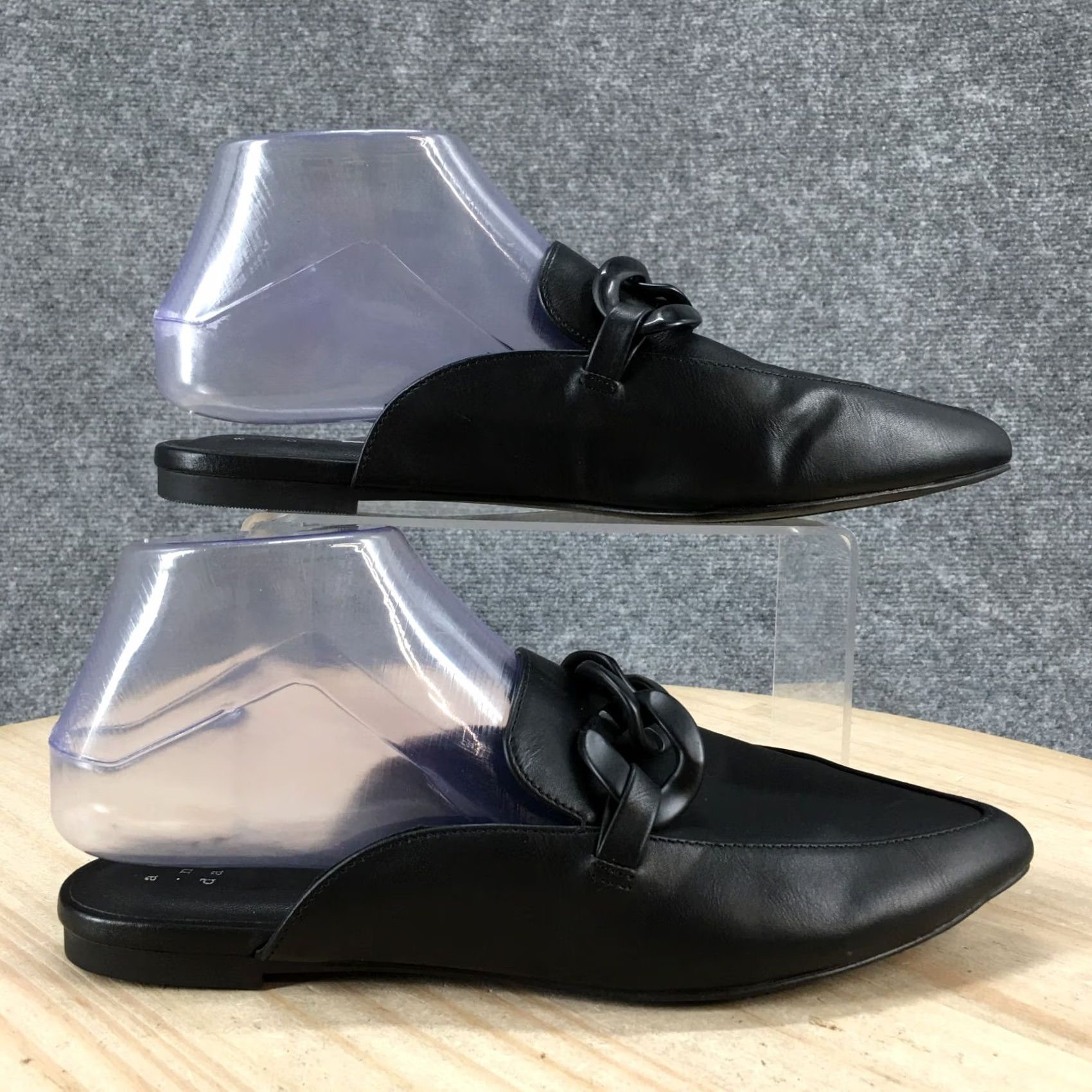 Vintage A New Day Mule Womens Black Sandals Amber Slip Pointed Flats Faux Leather Size US 7 / IT 37 - 2 Thumbnail