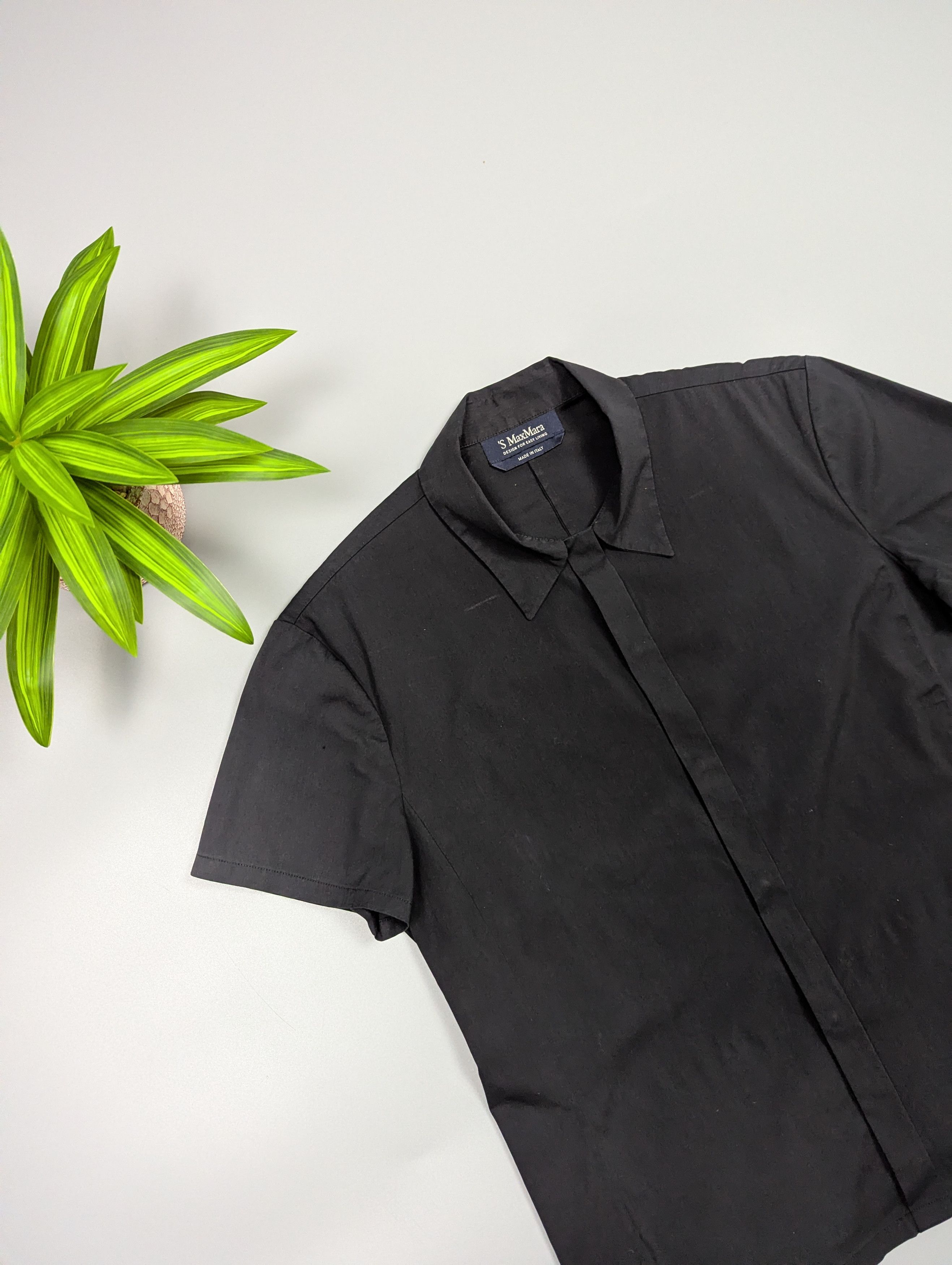 Max Mara S’Max Mara Black Snap Button Short Sleeve Top Minimalist Size M / US 6-8 / IT 42-44 - 6 Thumbnail