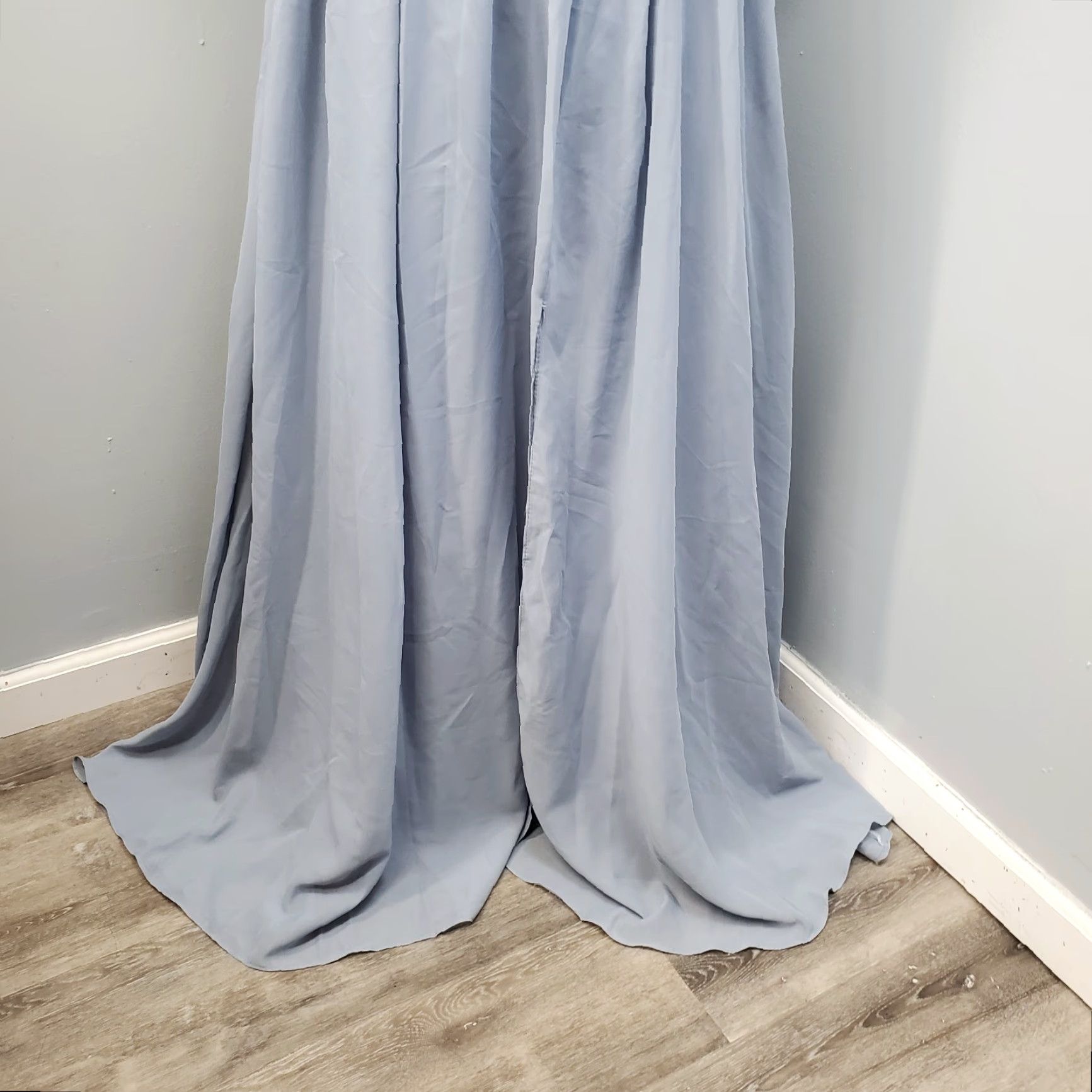 Vintage Womens Maxi Dress Size 6 Blue V-Neck Flutter Sleeve Pleated Wrap Wedding Party Size M / US 6-8 / IT 42-44 - 4 Thumbnail