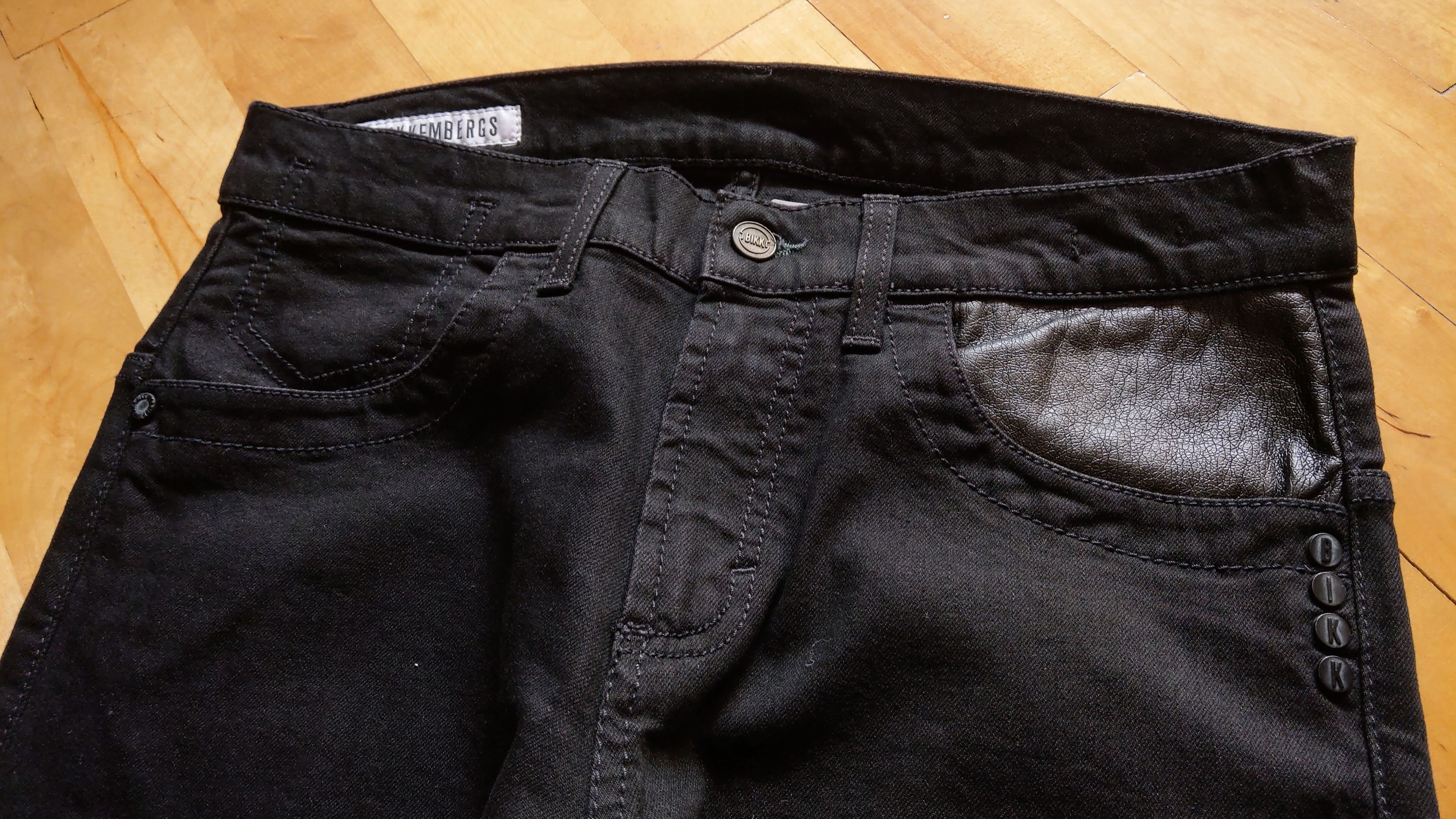 Dirk Bikkembergs Leather Pocket Pants BIKK Skinny Stacked Premium Denim goth Size US 31 - 9 Thumbnail