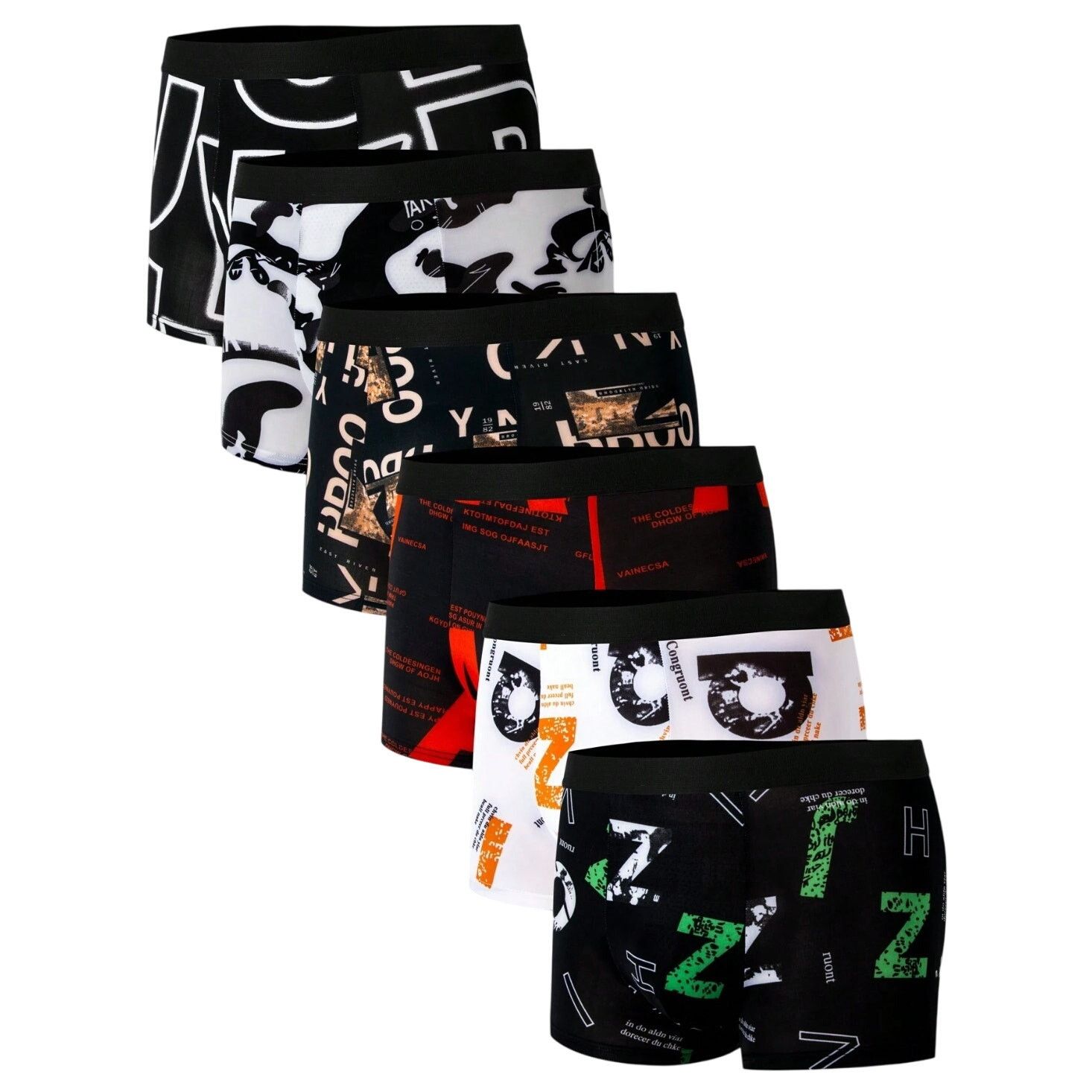 Shein Men's 6pcs Printed Boxer Shorts in Multi, Size XL Size ONE SIZE - 1 Preview