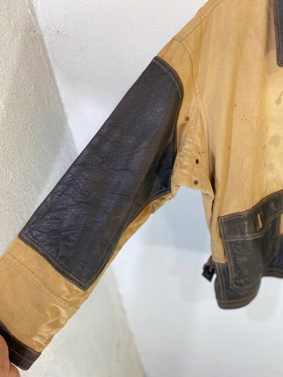Japanese Brand vintage japanese brands partially leather jacket nice design Size US XL / EU 56 / 4 - 3 Thumbnail