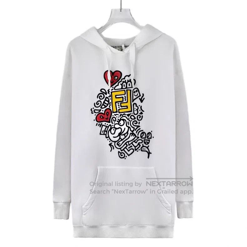 Fendi Fendi White Heart Letter Embroidered Cotton Hooded Drawstr Size XS / US 0-2 / IT 36-38 - 1 Thumbnail