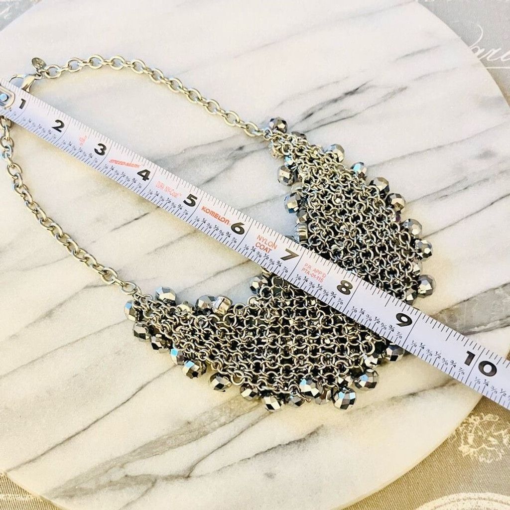 Jewelry Cluster Beaded Bib Necklace Silver Toned Statement Size ONE SIZE - 6 Thumbnail