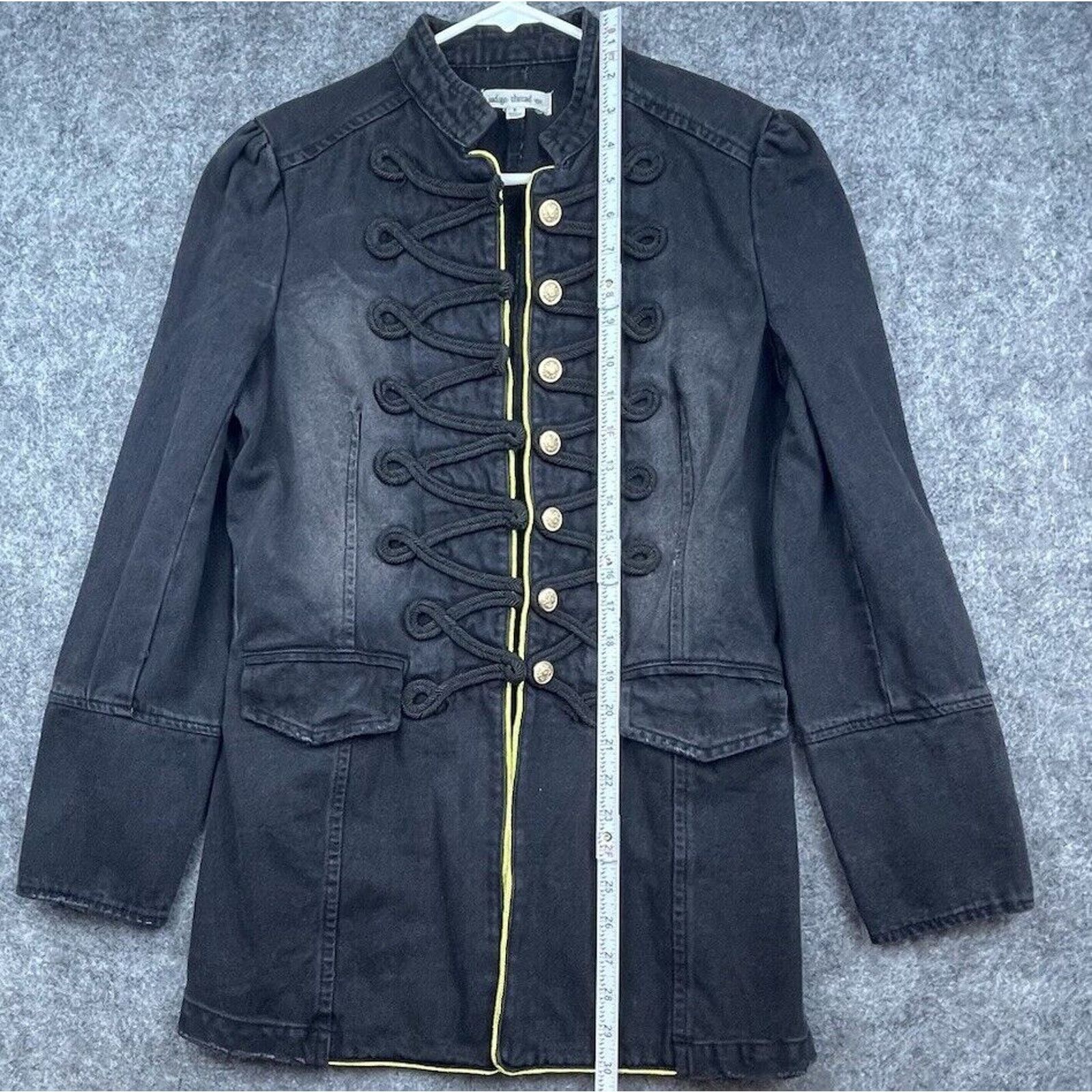 Other Indigo Thread Co Jacket S Black Denim Gold Buttons Military Size S / US 4 / IT 40 - 5 Thumbnail