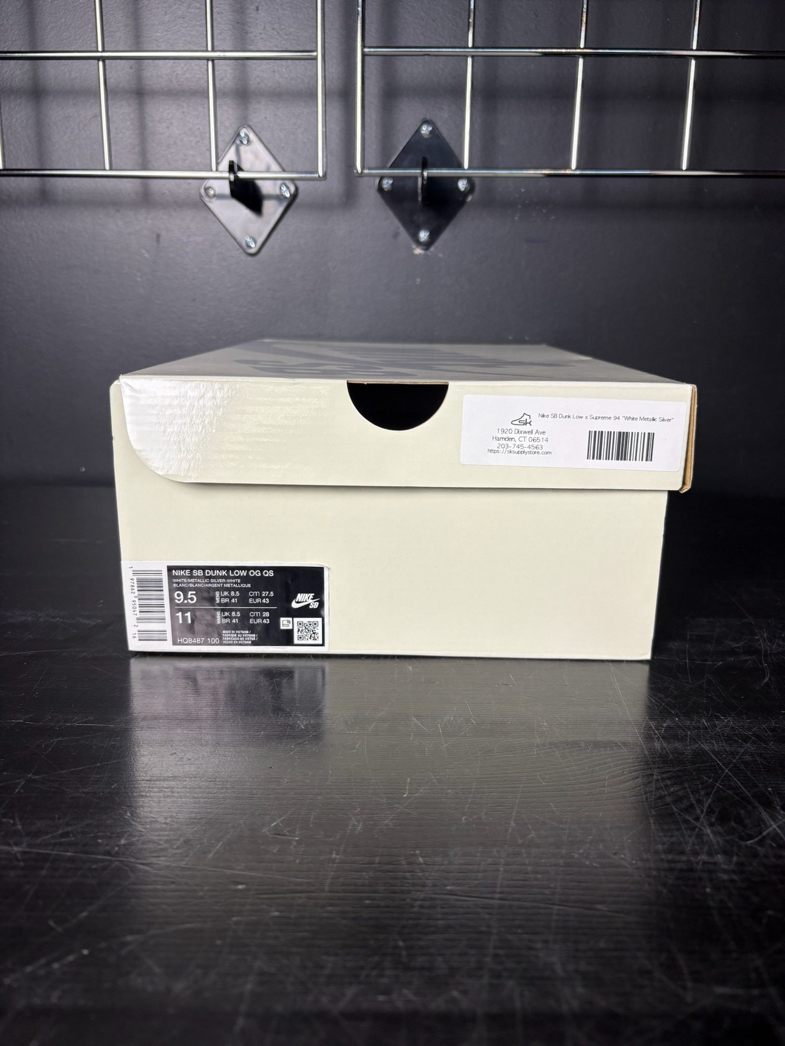 Nike Nike SB Dunk Low x Supreme 94 "White Metallic Silver" Size US 9.5 / EU 42-43 - 8 Thumbnail