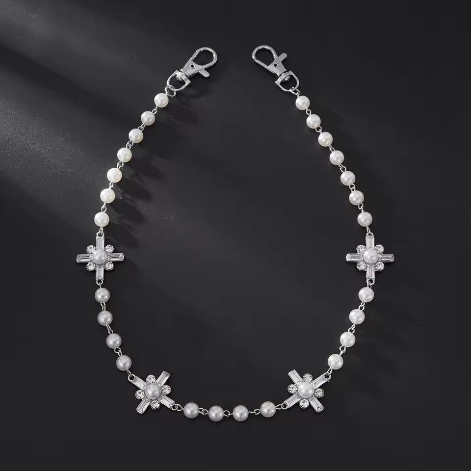 Jewelry Stylish Pearl Chain Accessory with Flower Details Size ONE SIZE - 4 Thumbnail
