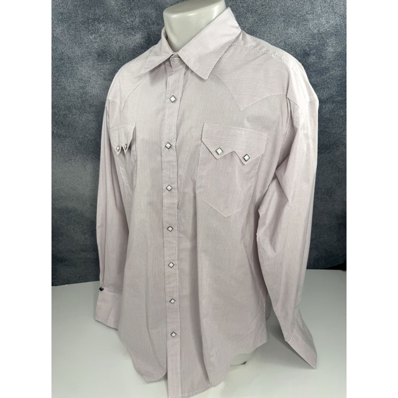 Vintage ROCKMOUNT RANCH PINSTripe Sawtooth Pearl Snap XXL Western Shirt Size US XL / EU 56 / 4 - 4 Thumbnail