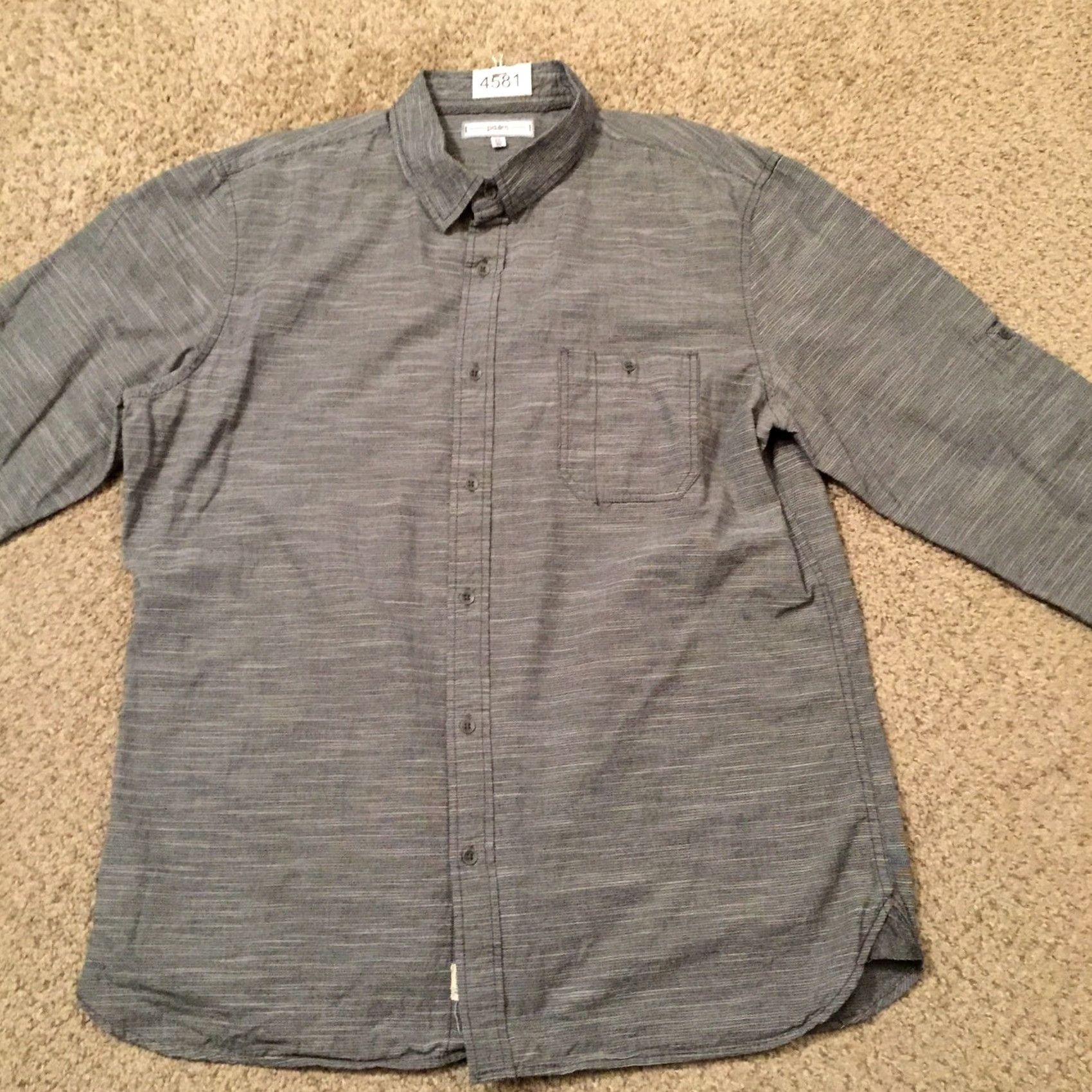 PD&C pd&c Shirt Mens XL Gray Button-Up Long Sleeve Collar Shirt Size US XL / EU 56 / 4 - 5 Thumbnail