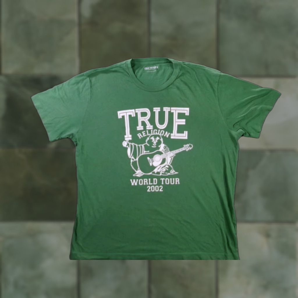 True Religion True Religion Shirt Mens 2XL Green World Tour 2002 Buddha Guitar Graphic T-Shirt Size US XXL / EU 58 / 5 - 1 Thumbnail