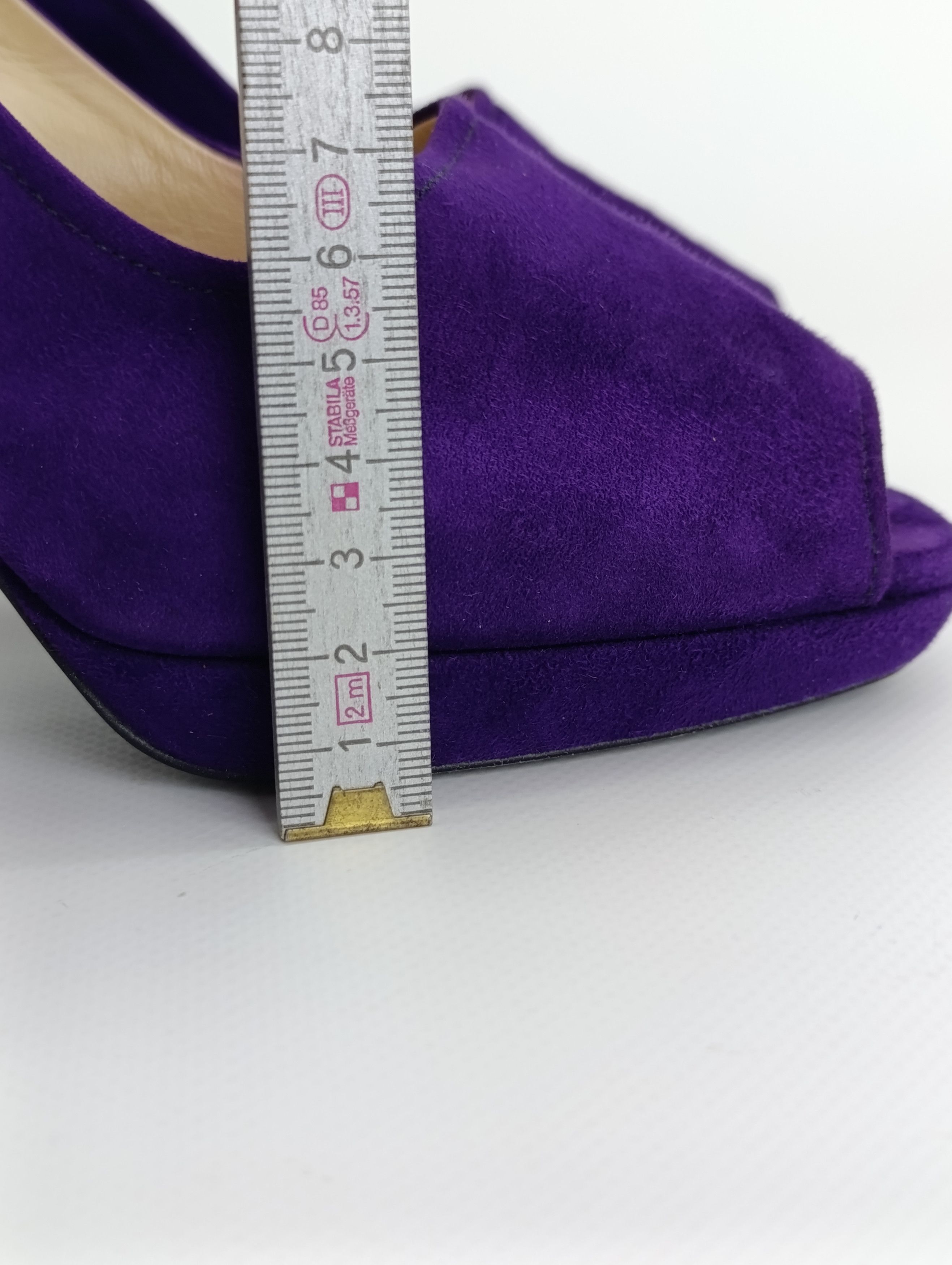 Prada PRADA BARHAT SANDALS HEELS PURPLE RED TAB Size US 7 / IT 37 - 5 Thumbnail