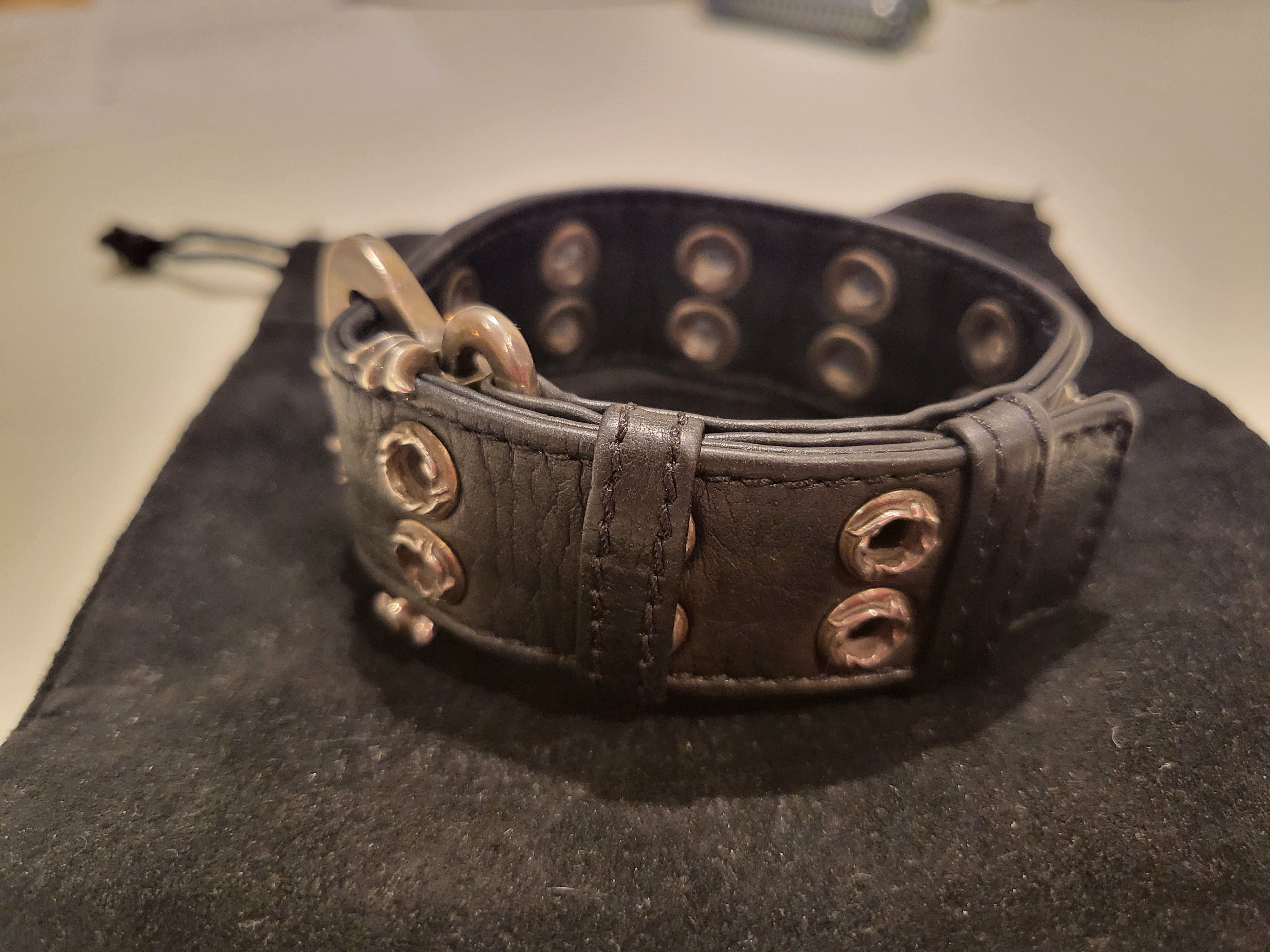 Chrome Hearts Chrome Hearts Leather Sterling Grommet Bracelet 2003 Size ONE SIZE - 4 Thumbnail