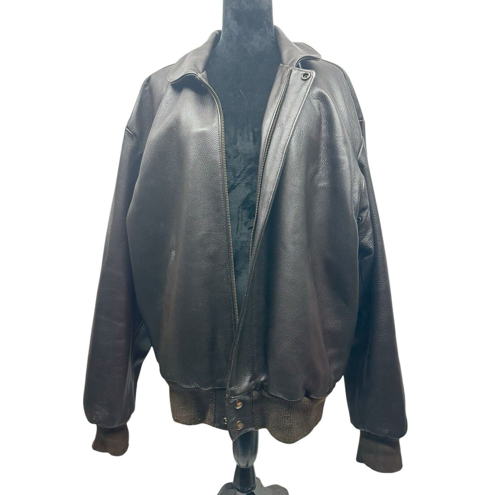 & Other Stories Mens XL Q-Gar Brown Leather Bomber Jacket Aviation Liner VTG Size US XL / EU 56 / 4 - 1 Thumbnail