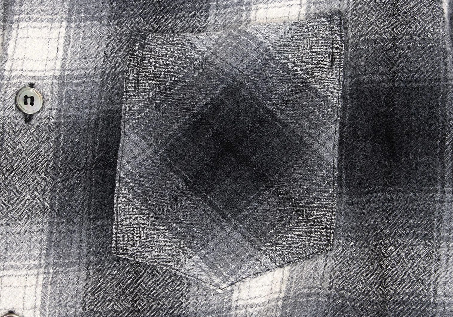 Ganryu Wool Ombre Check Flannel Shirt in Gray Off, Size S Size US S / EU 44-46 / 1 - 5 Thumbnail