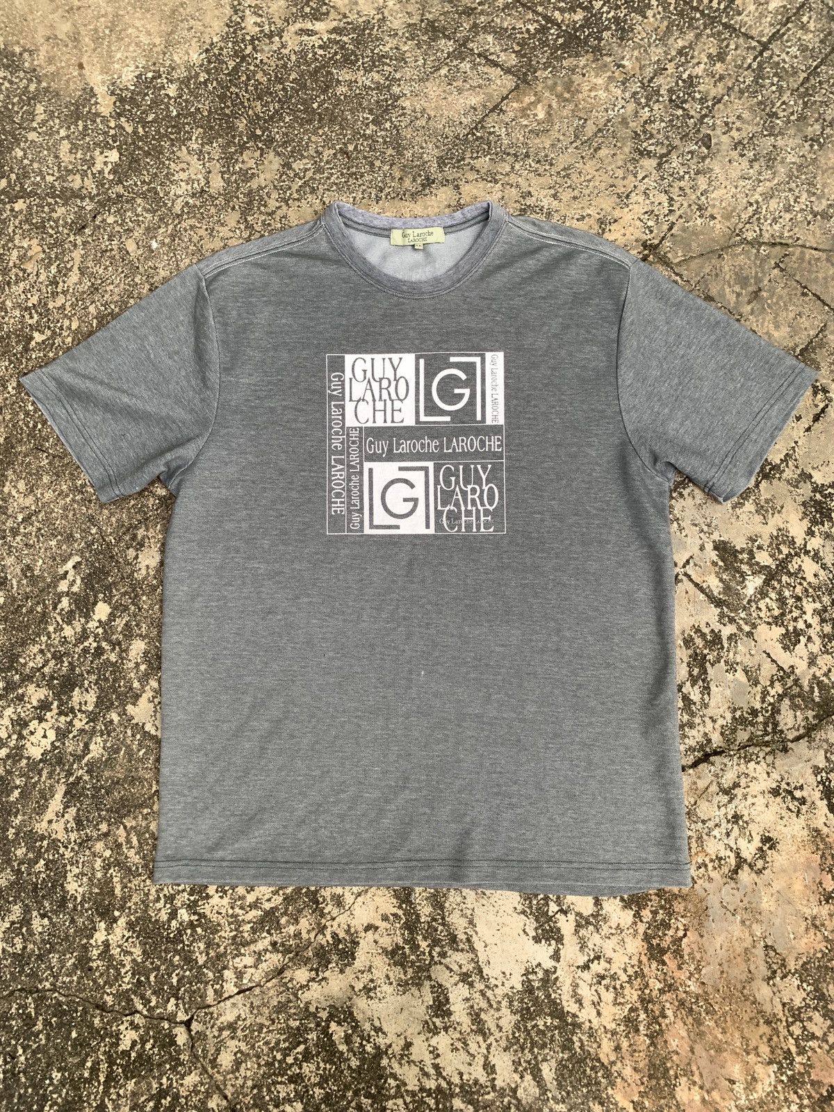 Guy Laroche Guy Laroche Paris Activewear Grey Big Logo Graphic Tee Size US L / EU 52-54 / 3 - 1 Thumbnail