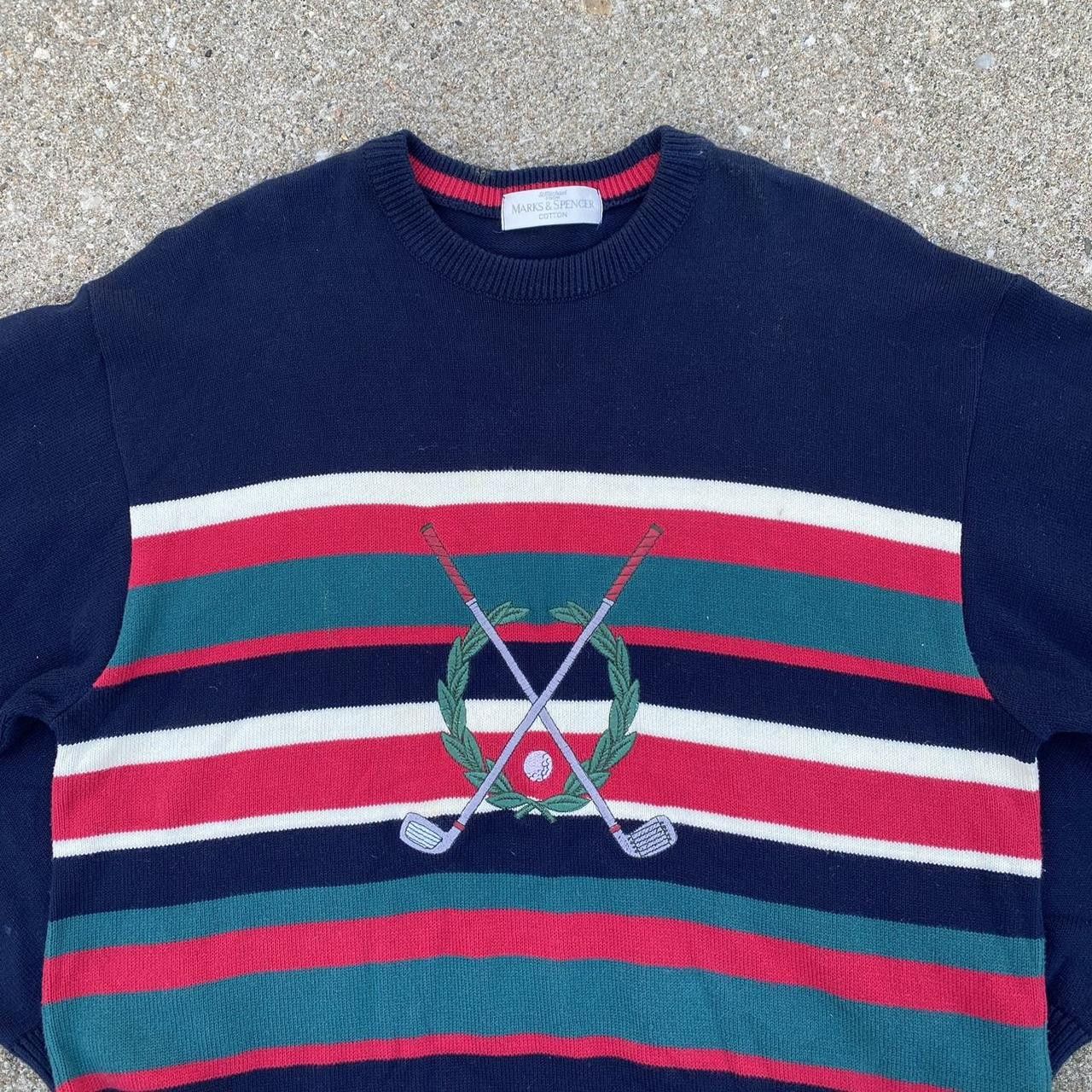 Marks & Spencer Vintage striped golf sweatshirt sweater Size US L / EU 52-54 / 3 - 2 Thumbnail