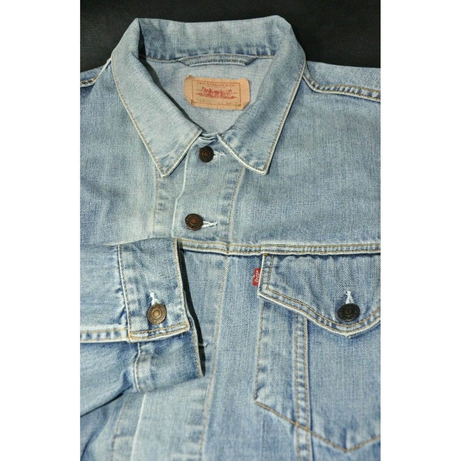 Levi's Levi's 70550 Denim Jacket Rider Trucker Blue 2XL Men Shirt Jacket Vintage NOT INCLUDED N/A Size US 39 - 8 Thumbnail