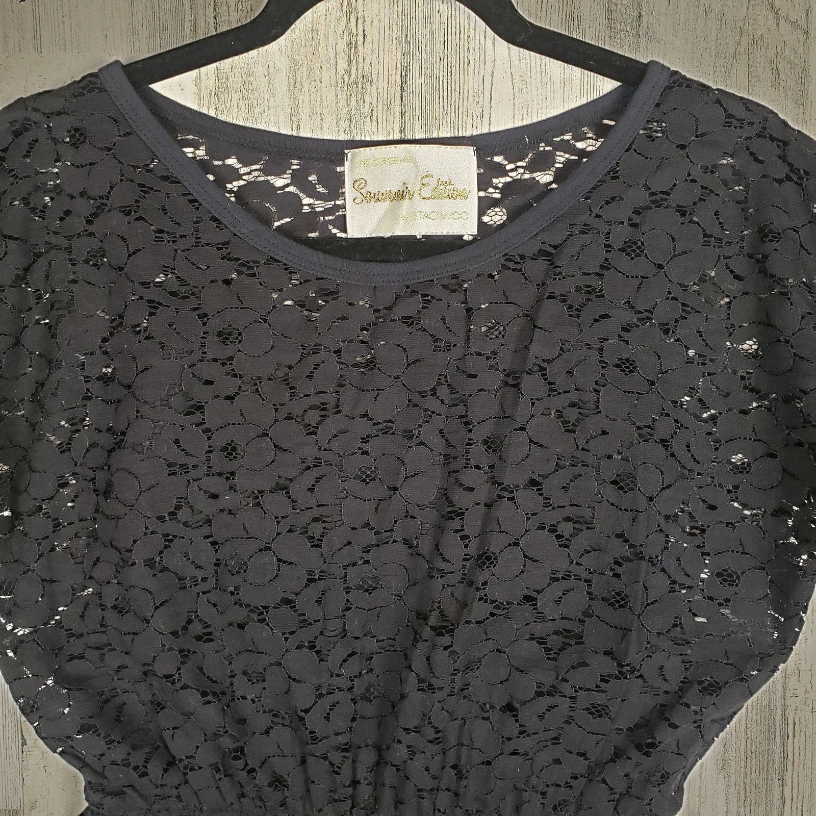 Other Souvenir Edition by Stacy Woo Black Lace 1/2 Sleeve Dress Size ONE SIZE - 2 Thumbnail