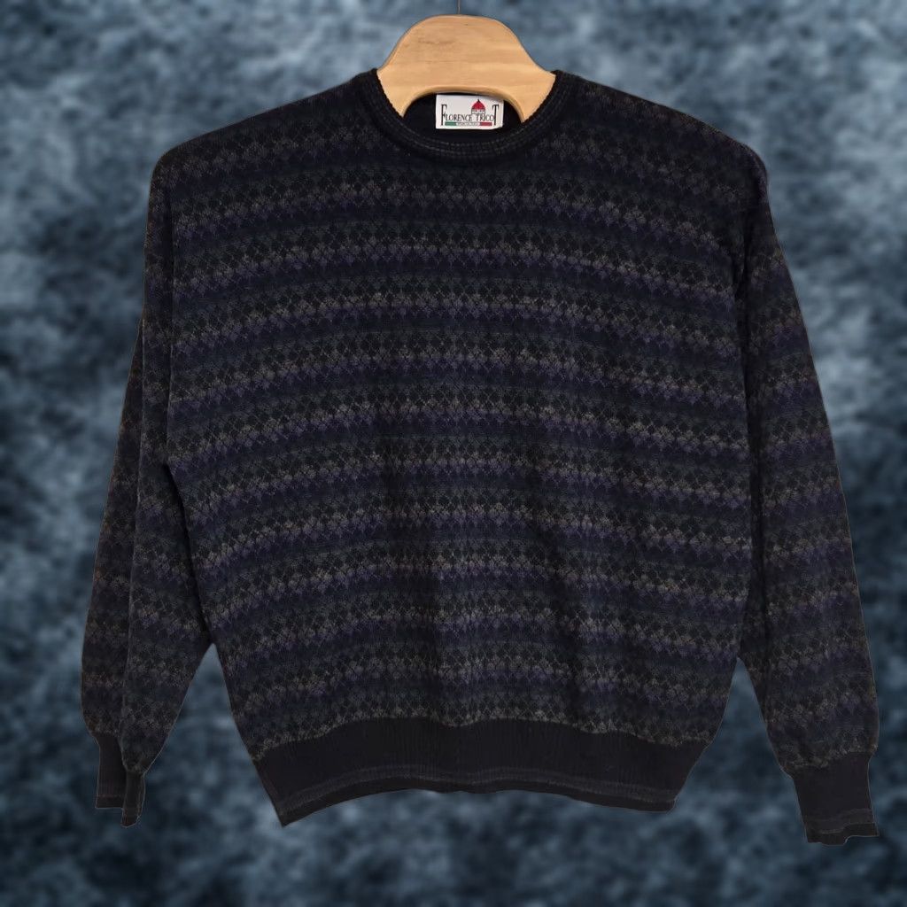 Vintage VINTAGE Florence Tricot Argyle Sweater XL Men Blue Cosby Grandpacore Pullover Italy Size US XL / EU 56 / 4 - 1 Thumbnail