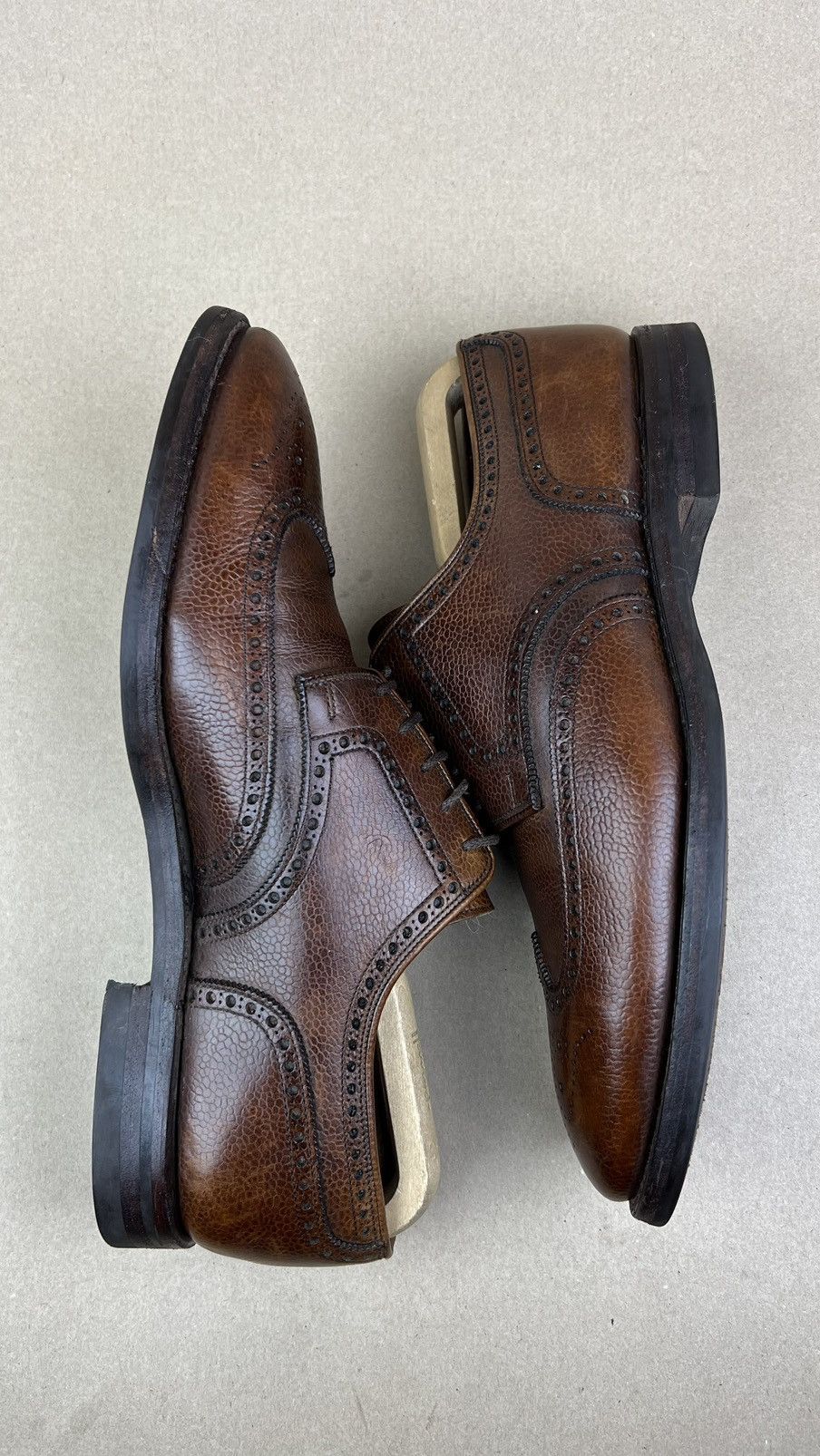 Crockett & Jones CROCKETT & JONES Swansea Derby Brogues Leather Shoes Brown Size US 11 / EU 44 - 11 Thumbnail