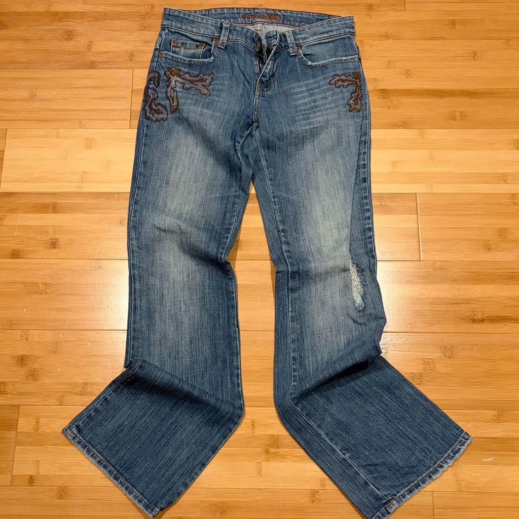 American Eagle Outfitters Distressed American Eagle low rise flare jeans embroidered Size 26" / US 2 / IT 38 - 1 Thumbnail