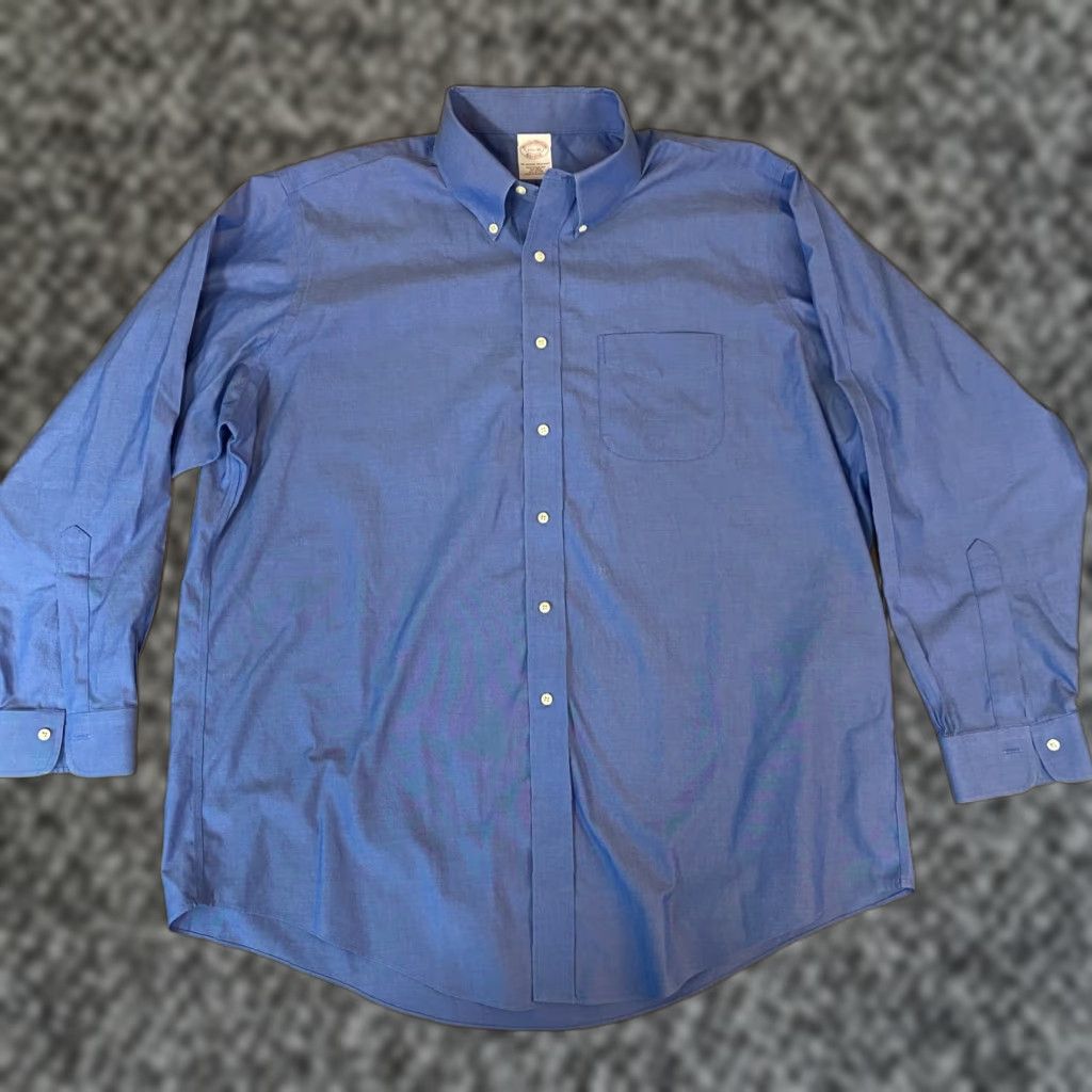 Brooks Brothers VINTAGE Brooks Brothers Shirt Mens 17.5 - 35 Blue Button Down Cotton Non Iron Dress Shirt, Classic Fit, Long Sleeve, Button-Down Collar Mens Size US XXL / EU 58 / 5 - 1 Thumbnail